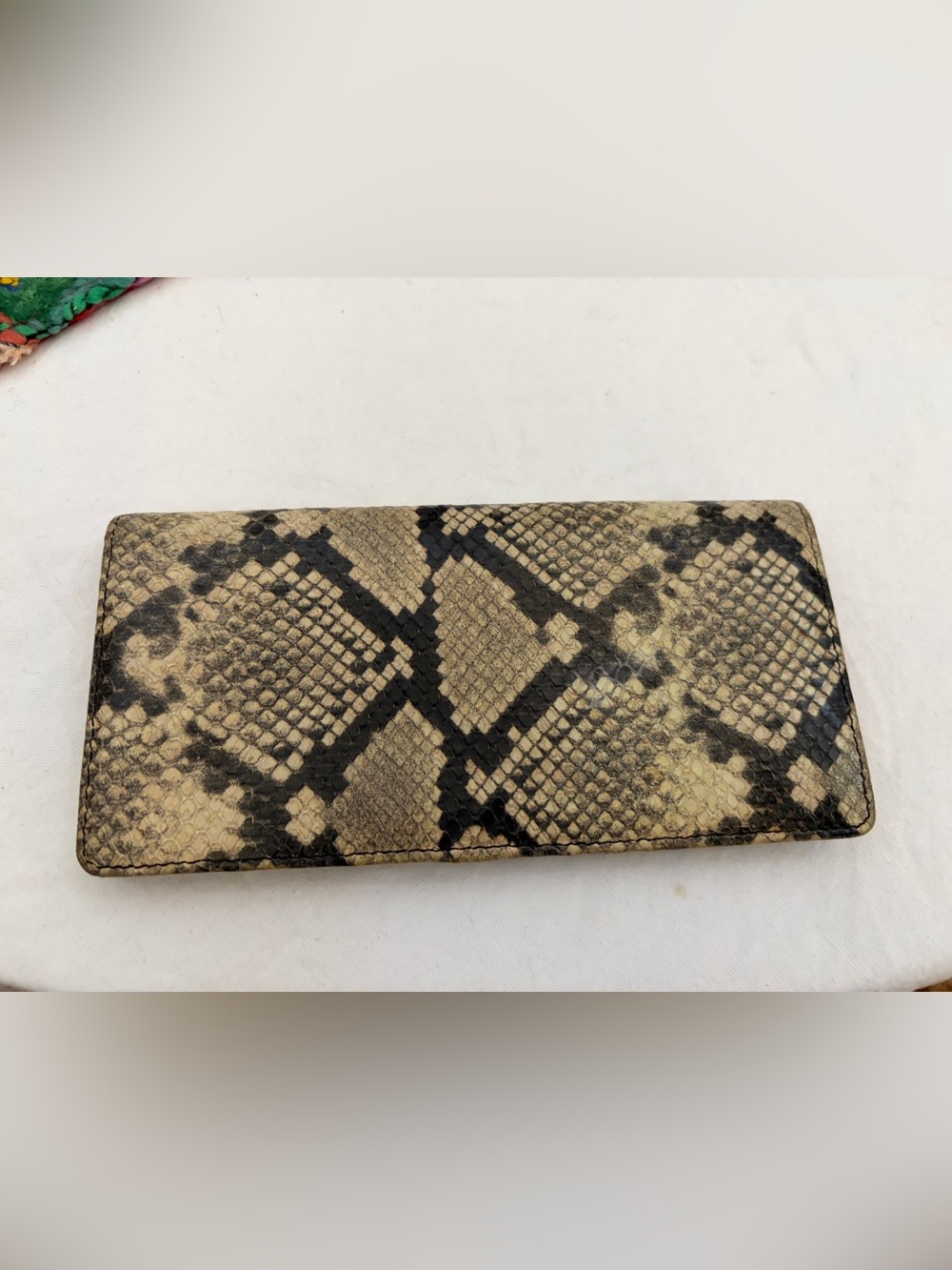 Brahmin Snake Embossed Wallet in Black and Cream Good Condition